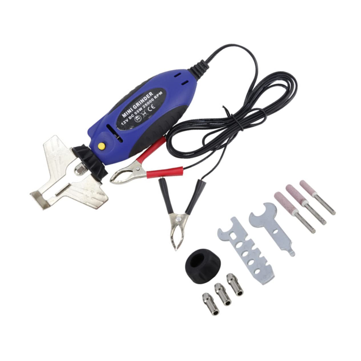 Kisangel 12v Máquina De Afilar Cadenas Eléctrica De Herramienta Manual De Afilado Diseño Ergonómico y Fácil De Usar Incluye Piedra De Afilar y Llave Color Azul Para Mantenimiento De