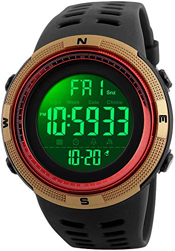 Image of FANMIS Mens Digital LED Sports Watch Military Multifunction 12H /24H Time Dual Time Alarm Countdown Back Light with Simple Design 164FT 50M Water Resistant Calendar Month Date Day Watch