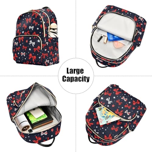 Image of ALAZA Bow Star Red Blue Women Backpack Purse Ladies Fashion Shoulder Bag Daypack Travel Bag 10L