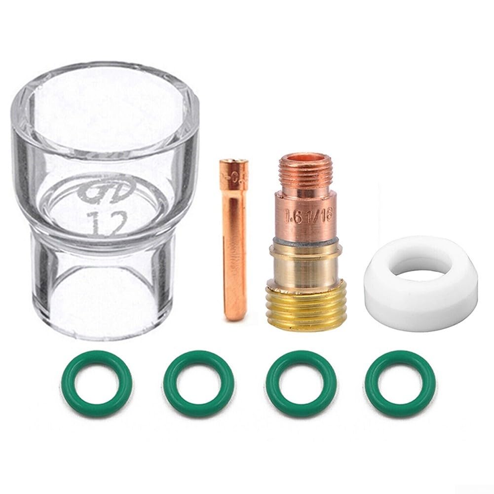 8-Piece TIG Torch Replacement Kit for WP-17/18/26 – Stubby-Gas Lens #12 with 3.2mm Cup, Heat-Resistant O-Rings, Collet Body & Insulator
