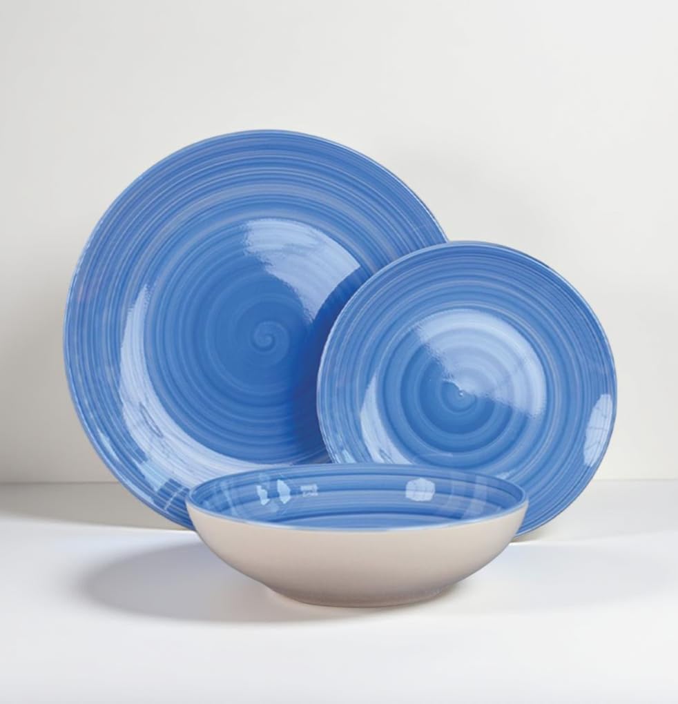 Set di stoviglie, set di stoviglie per 2/4 persone, piatto di piatti di forma irregolare in ceramica di colore blu