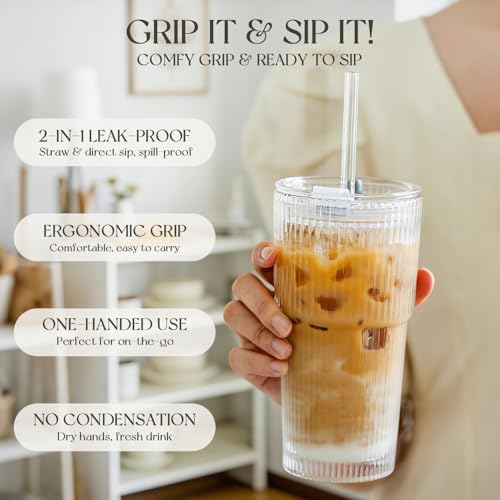 KEMORELA Vintage Ribbed Glass Tumbler