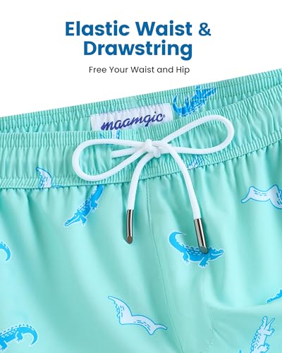 Image of maamgic Mens Swim Trunks with Compression Liner 5 Inch, Quick Dry Bathing Suit with Zipper Pockets, No-Chafing Swim Shorts