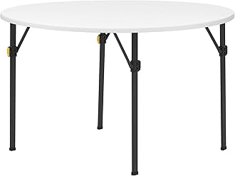 Living and More 4ft bi Round Folding Table, White