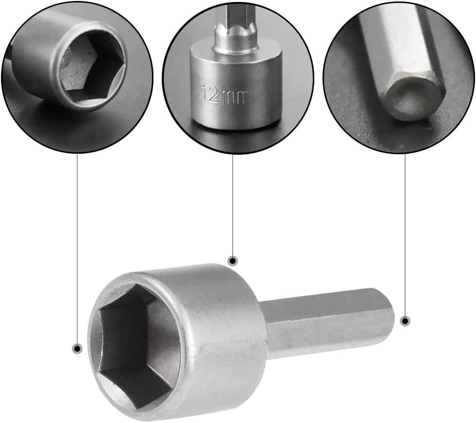 14Pcs Power Nut Driver Drill Bit Set Chrome-Vanadium Steel Quick Change Metric Socket Wrench Screw 1/4 inch Hex Shank Pneumatic Screw Sleeve Household Power Maintenance Tool