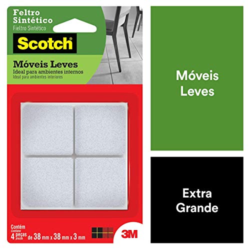 Feltro Sintético para Móveis Leves 3M Scotch Quadrado Branco Extra Grande - 4 unidades