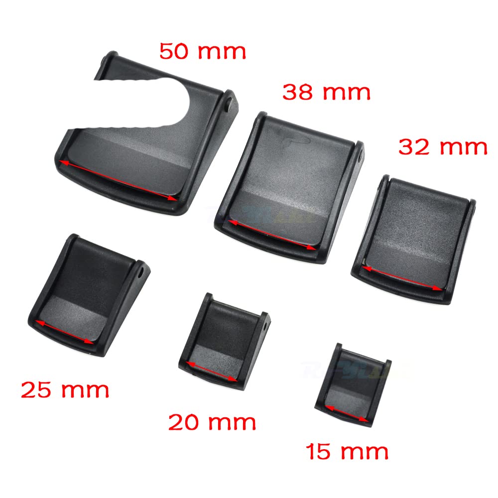 Nockenschnallen, schwarz, Knebelverschluss, Rucksackgurte, Gurtband, 50 mm, 50 Stück