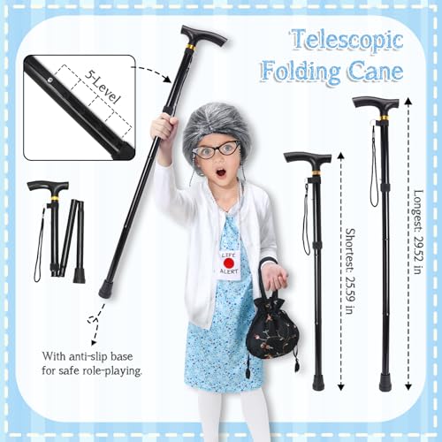 image for Boutrele 11 Pcs Old Lady Costume for Kids,100 Days of School Costume G