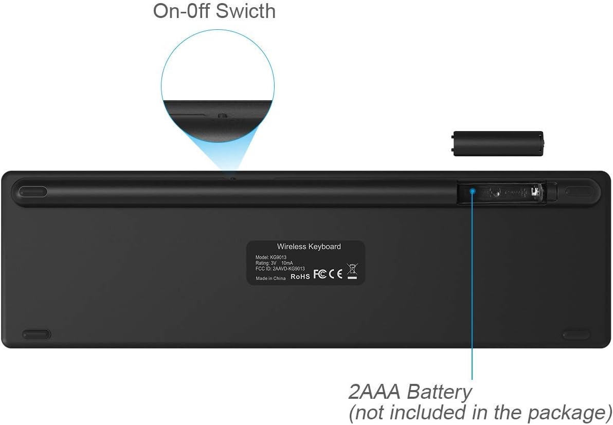 Suреr Chеар 🛒 Wireless Keyboard, WisFox 2.4G Ultra Slim Portable Computer Keyboard, Full Size Keyboard with Number Pad, Silent Ergonomic Keyboard for Laptop, Desktop, PC, Mac, Windows 10/8/7/XP (Black)