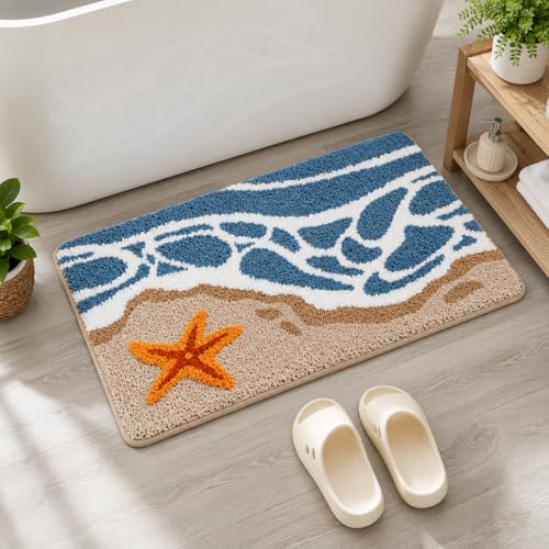 Image of Roseate Starfish Super Soft Anti Skid (40x60 cm) Super Absorbent Mats Microfibre 2000 GSM Mat for Bathroom /Bedroom /Kitchen /Door Mat /Floor Mat (Pack of 1)