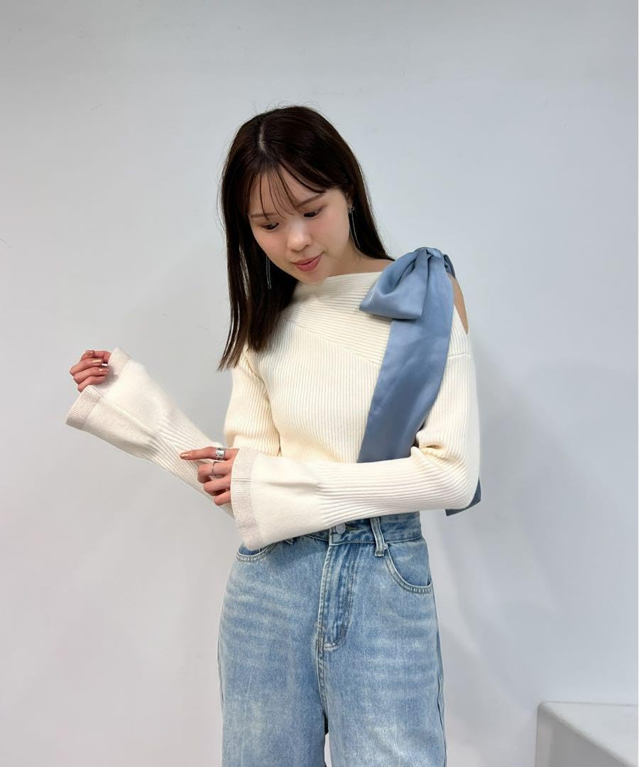 olu. ワンショルダーリボンニット FREE SIZE