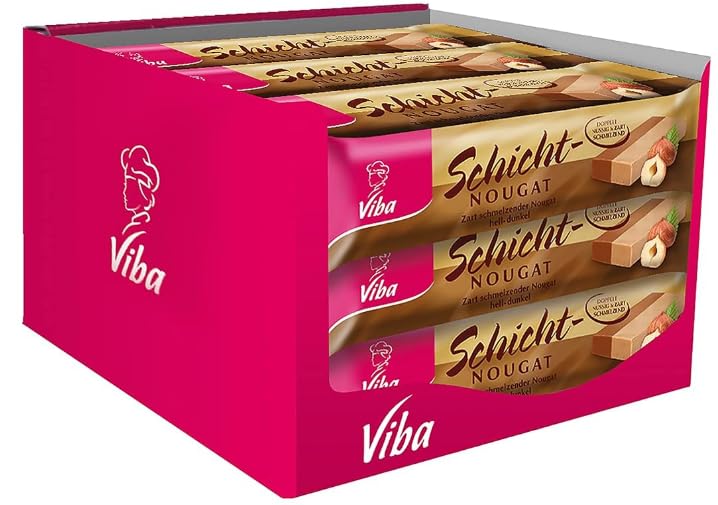 Viba Nougat Stangen/Riegel im Karton (20 x 40g Schicht-Riegel)