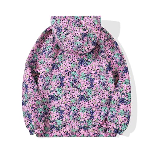 JOYSON Girls Rain Jacket Lightweight Windbreaker Jacket Kids Waterproof Outerwear Raincoat with Hood2