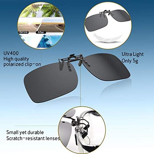 LUFF Polarized Unisex Clip on Sunglasses for Eyeglasses-Good Flip up Clip Style Sunglasses for Myopia Glasses Outdoor/Driving/Fishing