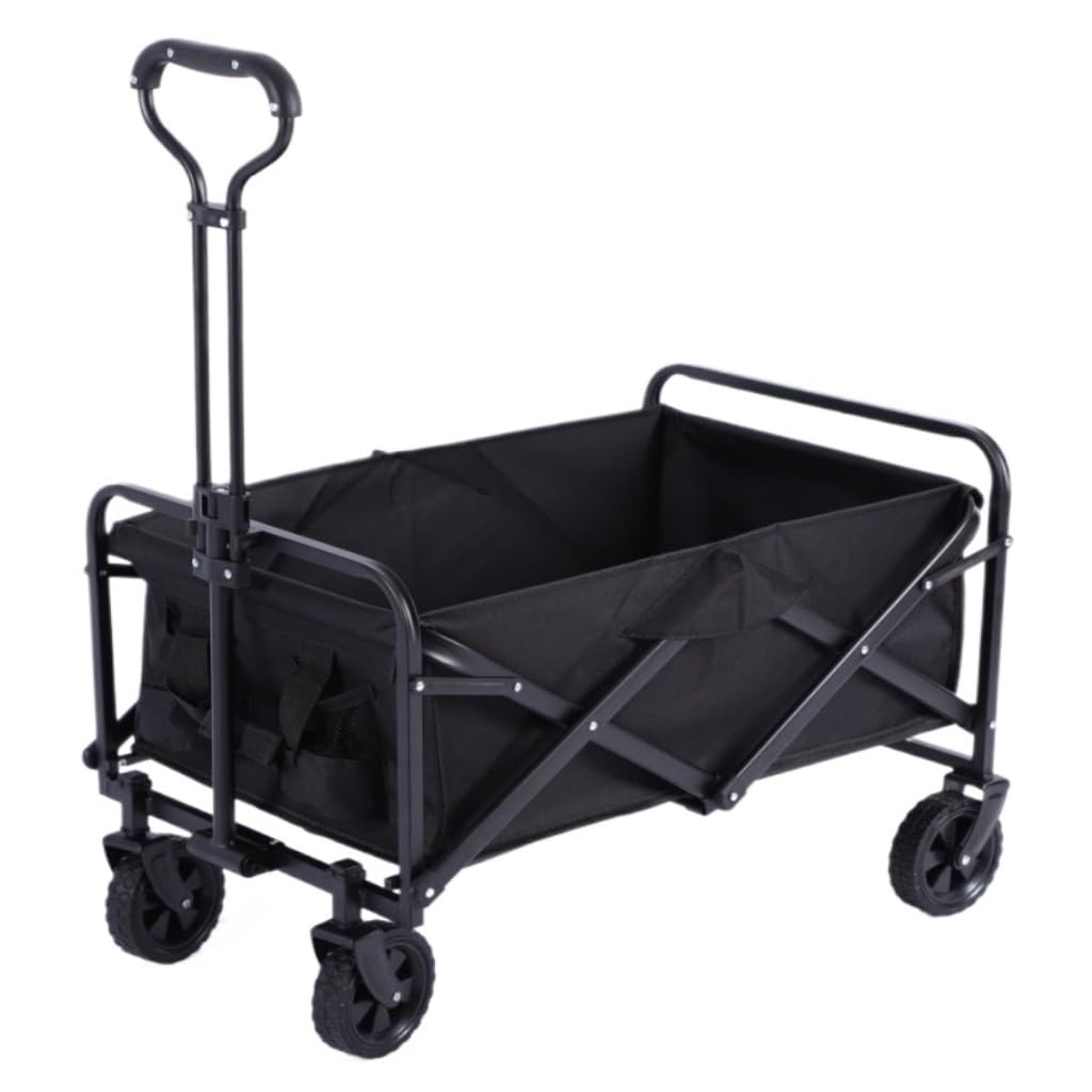 Fgjsfhrdtu Black Portable Foldable Storage Trailer Cart, Home Shopping Camp Trolley(Black)