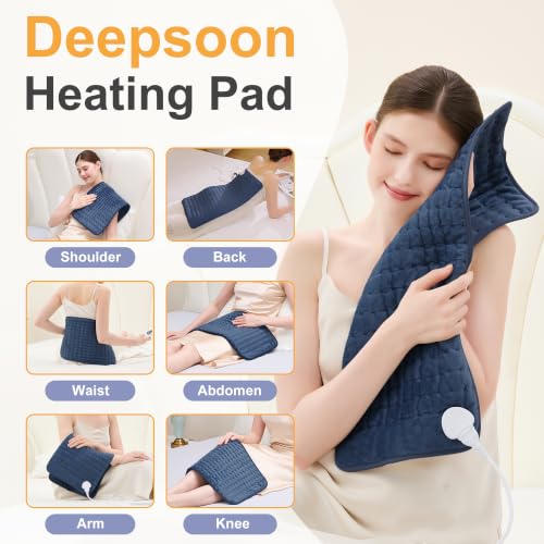 Image of Heating Pad,Electric Heating Pads,Heating Pad for Back,DarkBlue,24x12 in