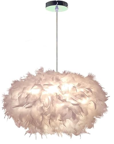 PETITES ECREVISSES Design Pendelleuchte Weiß Federn Hängelampe Ø45cm mit E27 Lampenfassung für Wohnzimmer Esszimmer Schlafzimmer, 40W