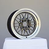 4 PCS ROTA KENSEI WHEEL 15X7 PCD:4X100 OFFSET:25 HB:57.1 HYPERBLACK WITH POLISH LIP FIT FOR E30 2002