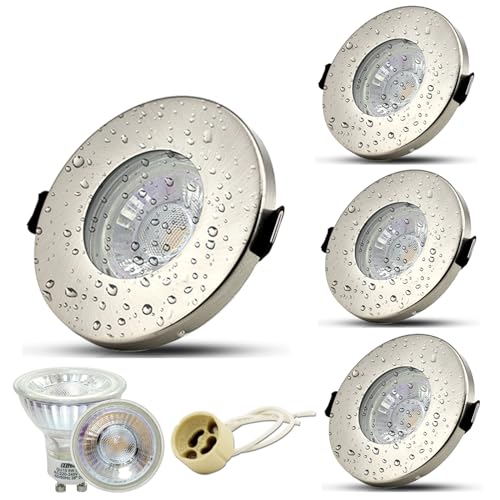4Stk Einbaustrahler LED IP44 Badezimmer Einbauleuchte GU10 Bad Deckenspot Einbauspots Inkl. 5W Leuchtmittel Naturweiß 230V