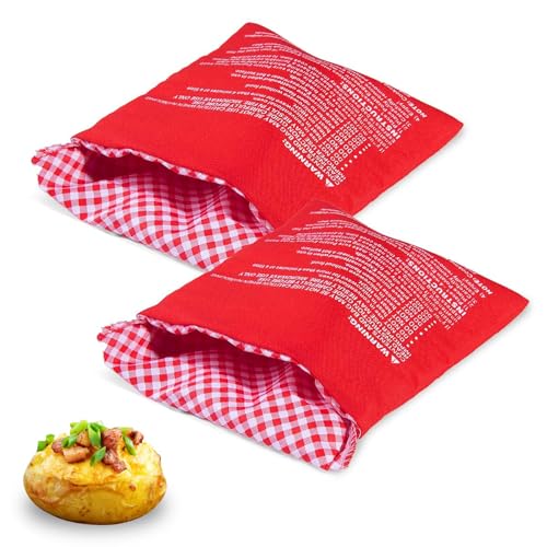 Funngy Sac Pomme de Terre,2 PCS Sac de Cuisson de Pommes de Terre au Micro-Ondes Lavable et Réutilisable Sac de Cuisson Micro Pomme de Terre Express Sachet pour Pommes de Terre Maïs Patates Douces