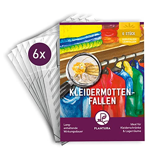 Plantura Kleidermotten-Fallen, geruchlose Pheromonfallen, ergänzt Mottenbekämpfung, 6 Stück