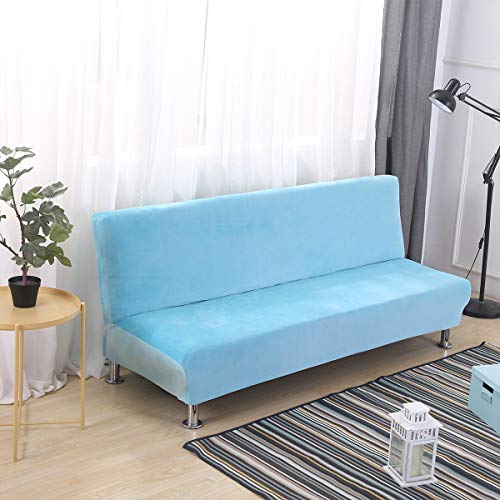 Sofabezug ohne Armlehnen, Samt, faltbar, für Schlafsofas, 160 bis 190 cm, perfekt für moderne Wohnzimmer, langlebig und stilvoll, Hellblau