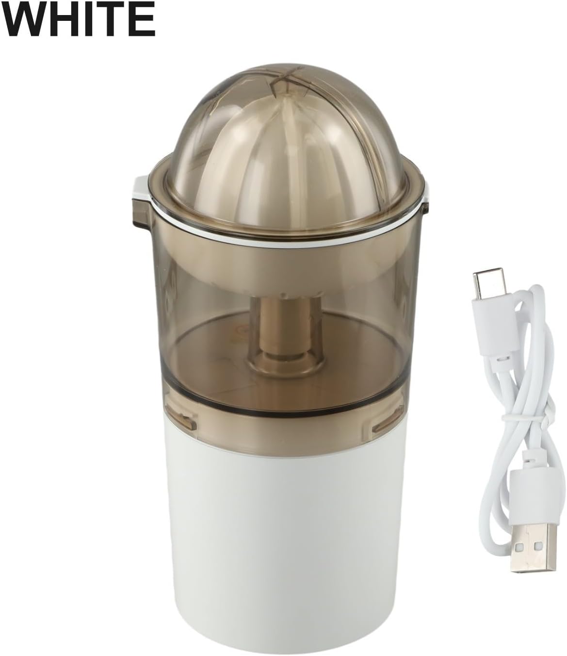 Electric Citrus Juicer Squeezer with Stainless Steel Quiet Orange Juice Extractor, Large Capacity Wireless USB Rechargeable Juice Machine(white)