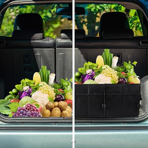 Image of Sposuit Large Trunk Organizer - 98L Collapsible Car Storage Organizer | Removable Dividers, Adjustable Securing Straps, SUV Trunk Organizers for Grocery Cargo, Car Organization for Truck SUV Van