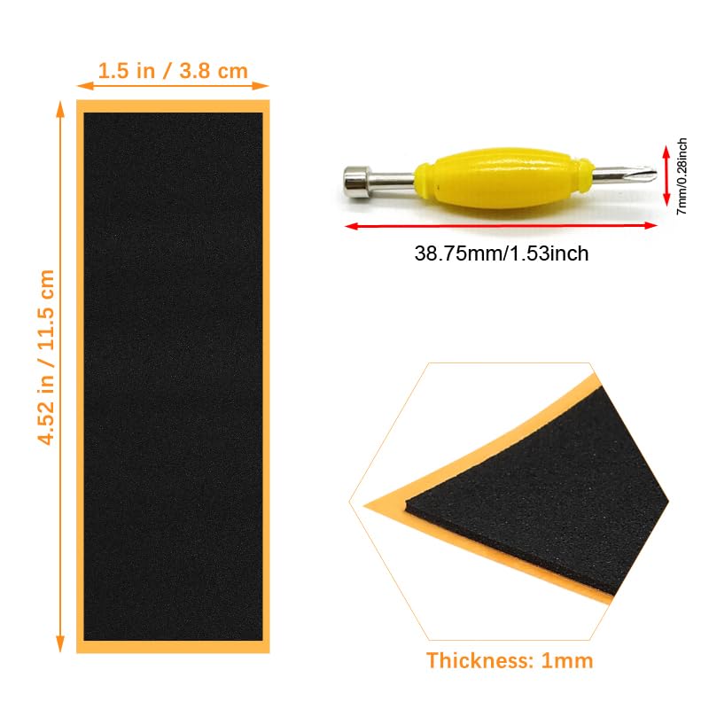 SquEqu 12 Pack Fingerboard Foam Grip Tape Replacement Finger Skateboard Grip Tape Fingerboards Adhesive Backing with Fingerboard Tool Screwdriver Nut Driver for Standard Pro Fingerboard Complete
