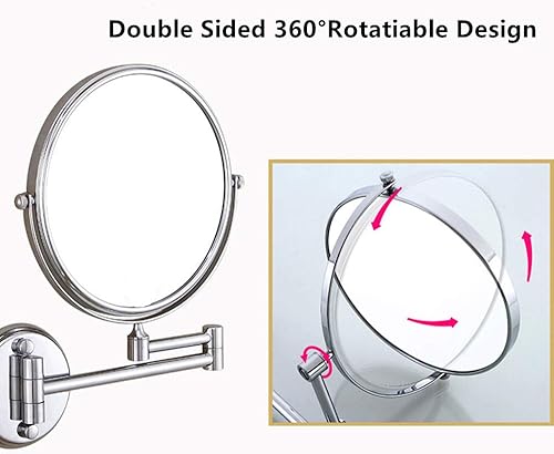 Miniatura 4 de Espejo plegable para baño, espejo de afeitado, aumento de 10x, espejo giratorio de pared de dos caras de 8 pulgadas para familias, hoteles, baños,