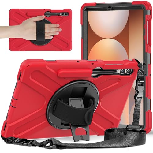 Coque antichoc Samsung Galaxy Tab S7 FE étui robuste rouge résistant avec sangle et porte-stylet
