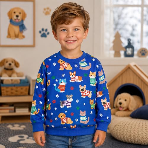 Image of Popshion Toddler Boys Sweatshirts Dinosaur Long Sleeve Pullover Crewneck Shirts Cartoon Tee Sport Tops for Kids 1-8T