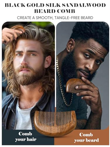 Bituemly Beard Brush, Natural Boar Bristles Beard Brush for Men and Wooden Sandalwood Pocket Beard Comb Set, Facial Hair Grooming Kit with Mustache Scissors as a Styling Tool, Growth, Detangles, Shine - Image 5