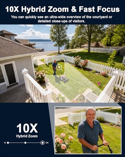 Image of 4K PTZ Security Camera Outdoor with Rapid 10X Hybrid Zoom, 355Pan & 90 Tilt, True 8MP Dual-Lens WiFi Camera with Auto Tracking, AI Human /Vehicle /Pet Detection, Color Night Vision, RTSP