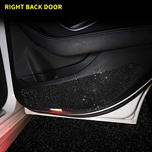 Image of Bling Car Anti-Kick Pad Crystal Protective Pad Universal Anti-Kick Dirty Stickers Anti-Collision Stickers, 4 Pack (2 Pack for Front Door and 2 Pack for Back Seat Door), Black