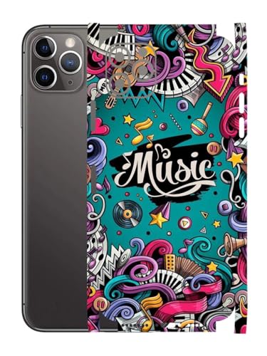Image of AtOdds - Full Body Back Screen Guard Protector Film - Lamination Wrap Skin Sticker for iPhone 11 Pro Max | Scratchproof Matte Finish (Design - Music)