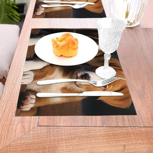 Lot de 4 sets de table de salle à manger résistants chaleur animaux