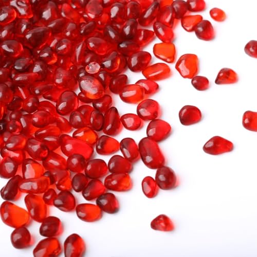Image of 1 LB (460g) Tumbled Irregular Sea Glass Gemstone Chips, Red | Vibrant Long-Lasting Hues, Premium Polished, Safe Non-Toxic Material, Ideal for DIY Crafts & Decorations