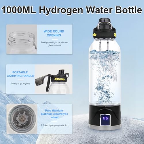 Bouteille d'eau hydrogène portable 1000ml rechargeable USB pour le sport - 4
