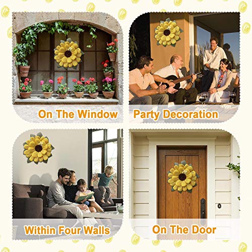 AOJIAN Simulation Bee Sunflower Wreath Artificial Leaf Garland Hanging Pendants Wedding Party Spring Wreath Decor (D)
