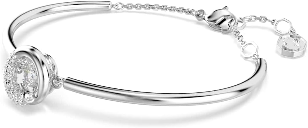 Swarovski Dextera bangle, Round cut, White, Rhodium plated