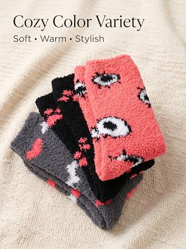 Image of Tipi Toe Womens Fuzzy Crew Socks with Anti Slip Grips Warm Cozy Fluffy Winter Slipper Socks Non Skid Home Socks for Women
