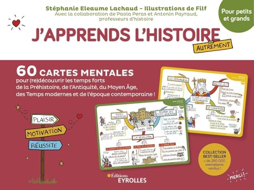 J'apprends l'histoire autrement - pour petits et grands: 60 cartes mentales pour (re)découvrir les temps forts de la Préhistoire, l'Antiquité, le ... temps modernes et l'époque contemporaine !