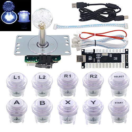 SJ@JX Arcade Game LED DIY Kit Mechanical Keyboard Switch Arcade LED Button LED Joystick Controller Zero Delay USB Encoder for PC MAME Retropie JAMMA