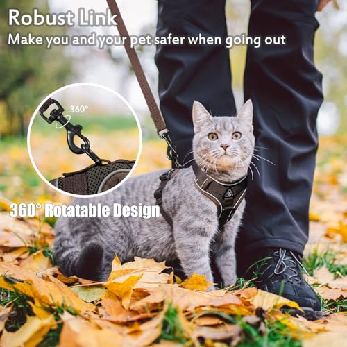 Escape Proof Kitten Harness and Leash Set - Adjustable Soft Mesh Vest for Small Cats, Reflective Breathable Walking Harness with 4 Buckles