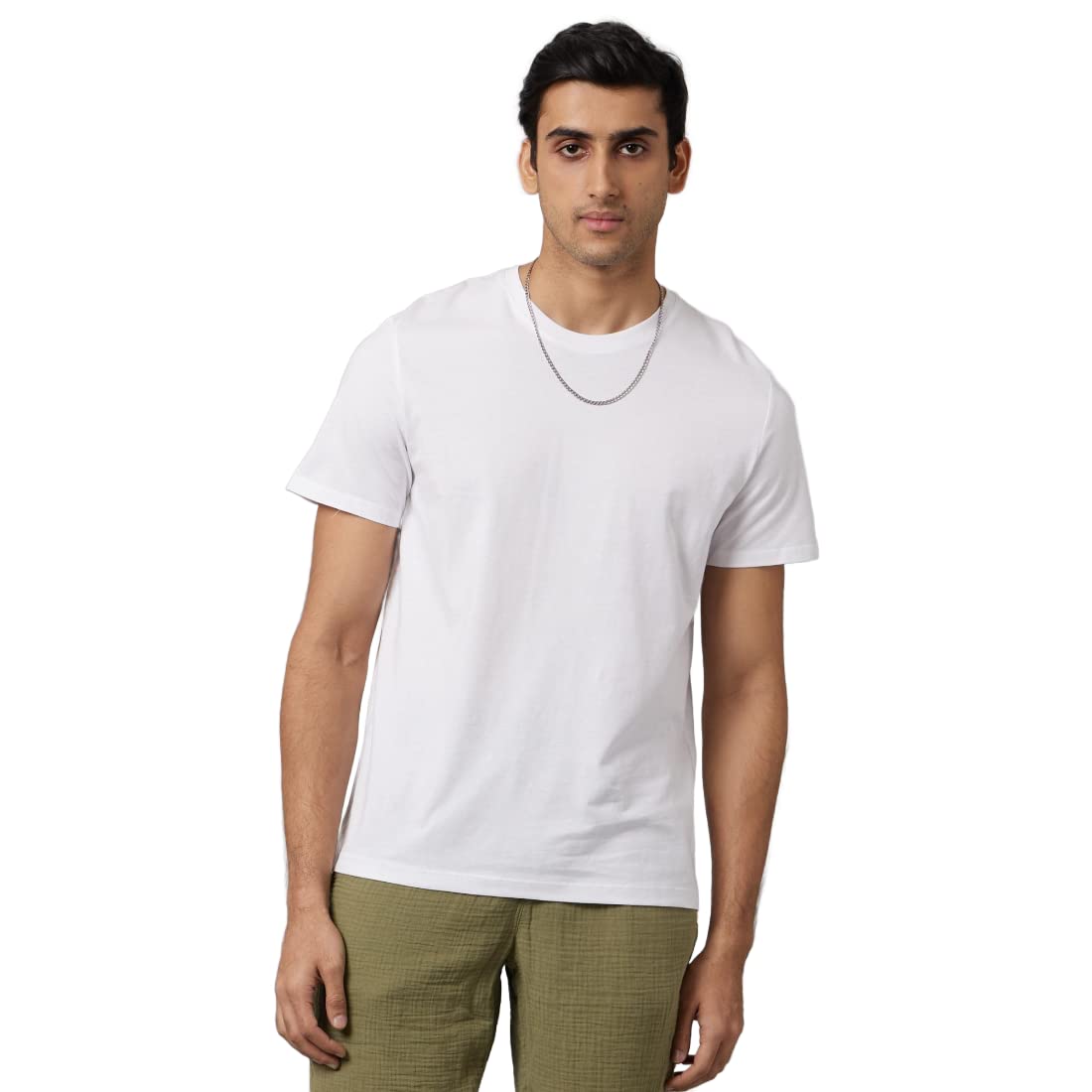 CelioMens White Solid T-Shirt