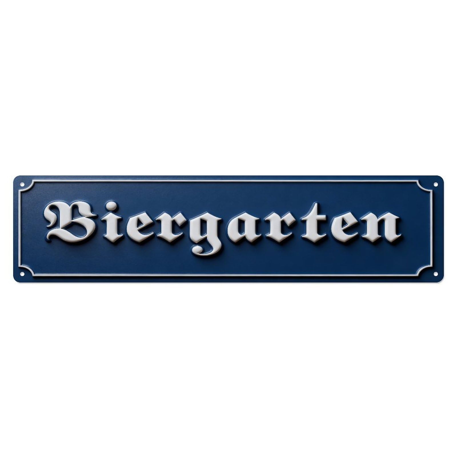 Biergarten Sign Blue Background Metal Tin Sign Plaque