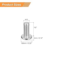 Vista 2 de uxcell Tornillos de máquina de cabeza redonda #10-32x1/2, tornillo de acero inoxidable 304 18-8, accionamiento Phillips, totalmente roscado, acabado