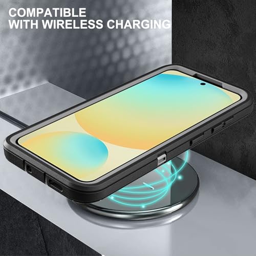 YKHJKLEC for Samsung Galaxy S24 FE Case, Military Grade 3 in 1 Heavy Duty Shockproof/Drop Proof/Dust Proof Case with 2Pcs Tempered Glass Screen Protector (Black/Grey) by YKHJKLEC - Image 6