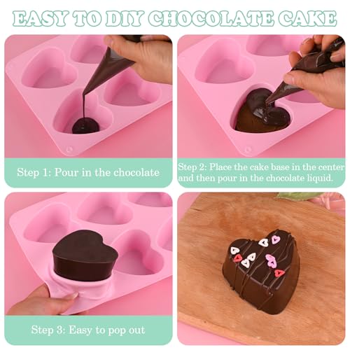 Image of Sakolla 2 Pack 8 Cavity 2.7″ Heart Chocolate Molds Silicone | Food-grade Silicone Molds, Soap Making Molds for Chocolate, Candy, Mousse, Cake Pop, Jelly, Pudding
